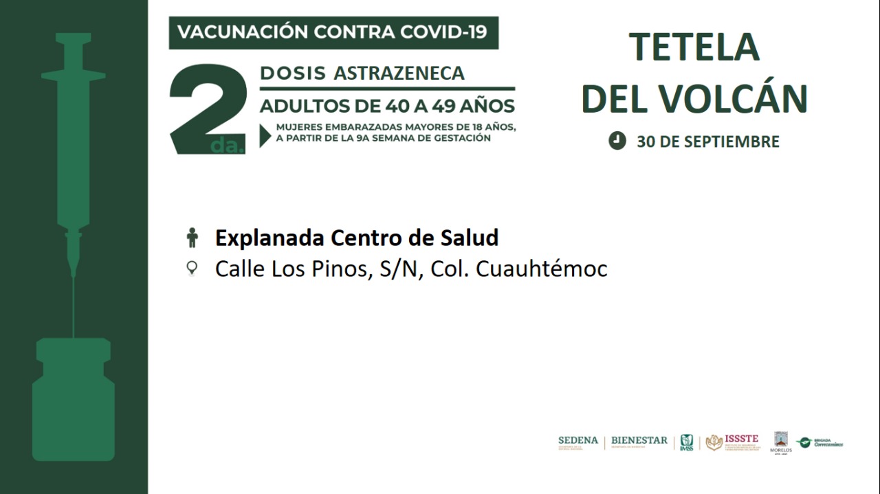 Aplicarán vacuna contra COVID-19 a jóvenes de 18 a 29 años en Mazatepec,  Hueyapan, Ocuituco, Tetecala, Totolapan y Tlalnepantla | MORELOS