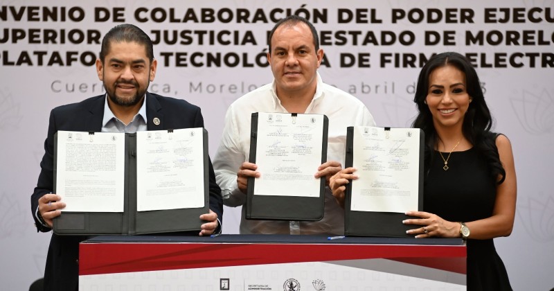Signa Cuauhtémoc Blanco convenio de colaboración que otorga el uso de firma electrónica al TSJ