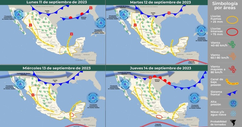 Se pronostican nublados, chubascos y posibilidades de lluvia para segunda semana de septiembre en Morelos