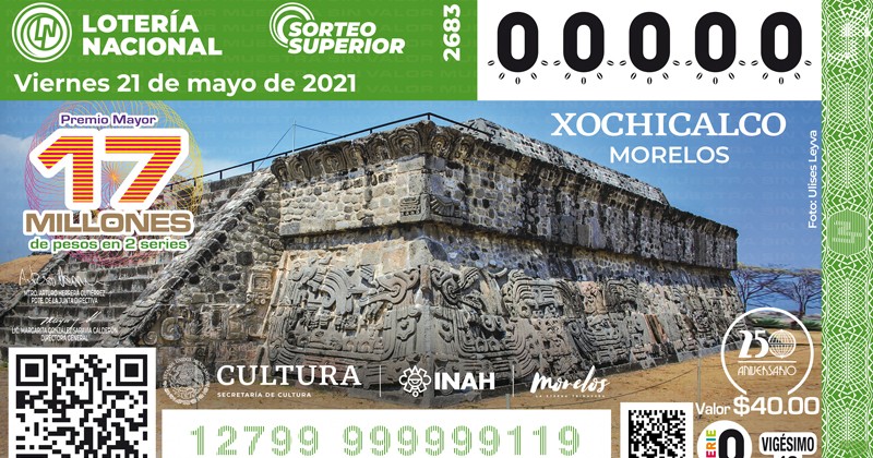 Difunden grandeza arqueológica de Xochicalco en billete de lotería