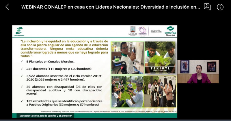 Destaca Conalep Morelos a nivel nacional en inclusión y cultura de diversidad