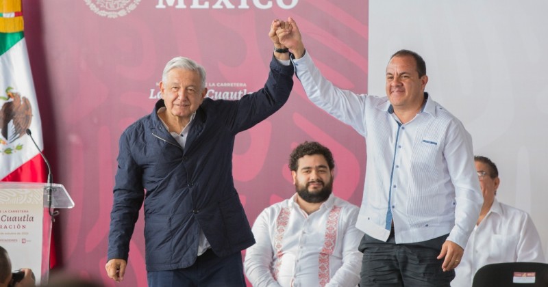 Inauguran Andrés Manuel López Obrador y Cuauhtémoc Blanco la modernización de la carretera La Pera-Cuautla