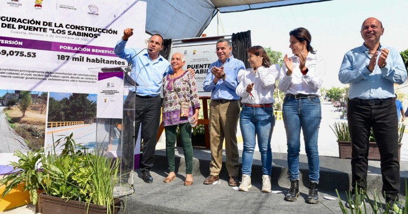 Entrega Cuauhtémoc Blanco rehabilitación del puente “Los Sabinos” en Cuautlixco, Cuautla