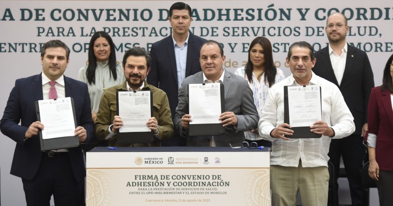 Firman Gobierno de Cuauhtémoc Blanco e IMSS-Bienestar convenio de adhesión y coordinación para la prestación de servicios de salud