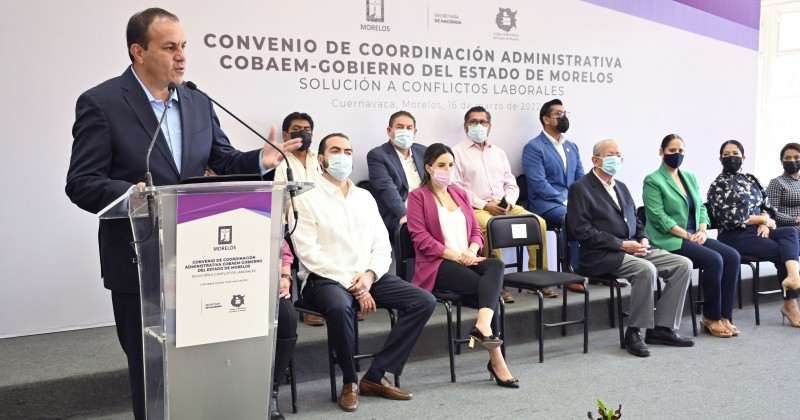 Firman Gobierno de Morelos y Cobaem convenio en favor de jubilados y pensionados