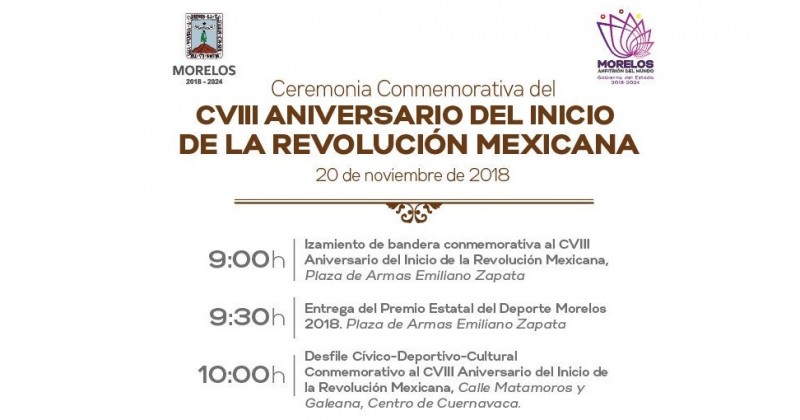 Listas las actividades conmemorativas al CVIII aniversario del inicio de la Revolución Mexicana