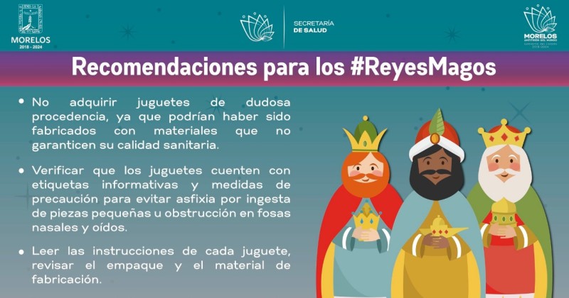 Emite Secretaría de Salud recomendaciones por celebración de Día de Reyes Magos