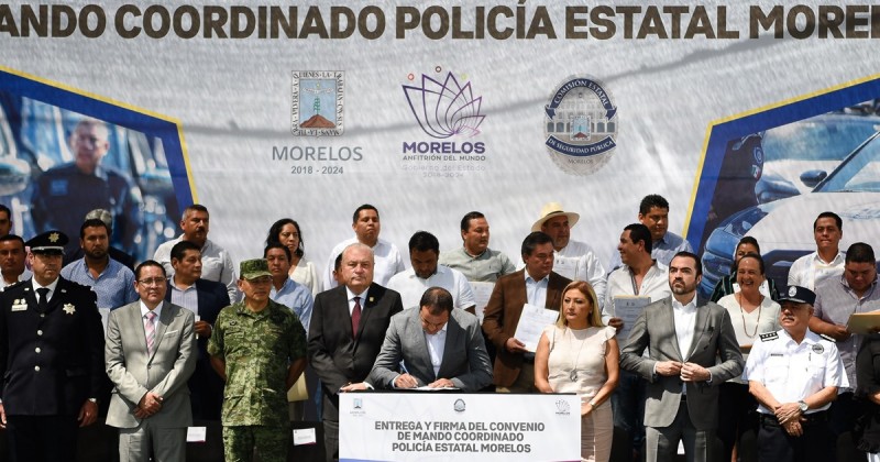 Firman gobernador y alcaldes de Morelos convenio de Mando Policial Coordinado