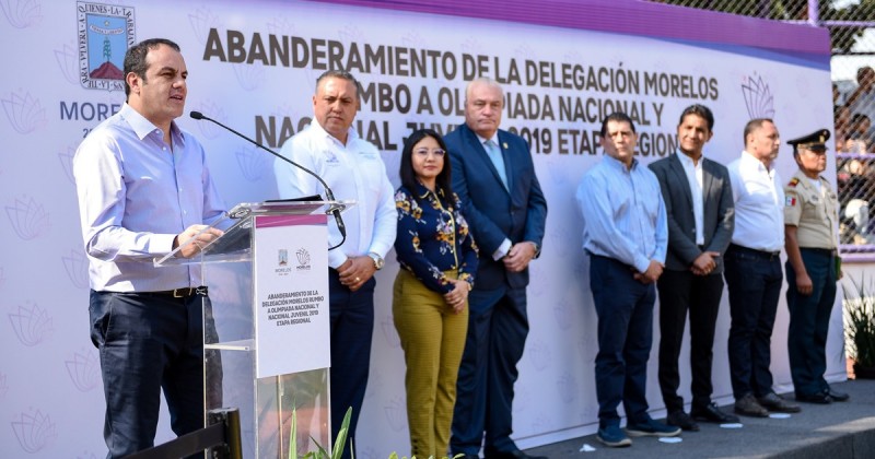 Abandera Cuauhtémoc Blanco Delegación Morelos rumbo a la Olimpiada Nacional y Nacional Juvenil 2019  