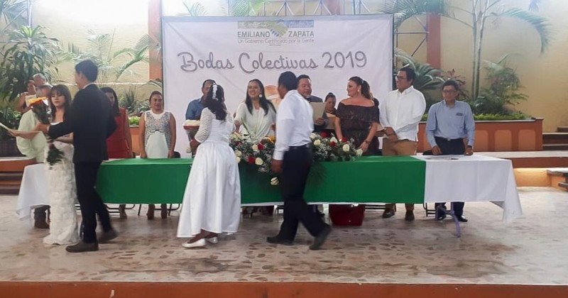 Realizan jornada de matrimonios gratuitos en Emiliano Zapata 