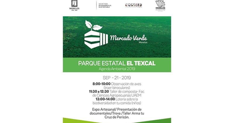 Se realizará edición especial del Mercado Verde Morelos en Parque Estatal El Texcal  