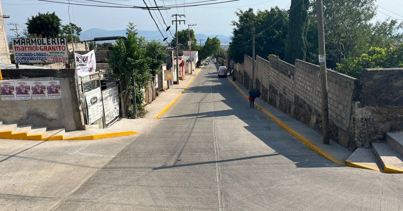 Concluye Gobierno de Morelos trabajos de pavimentación en calle Camino Real en Cuernavaca