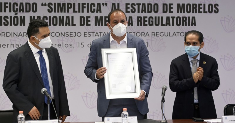 Morelos se posiciona como 4to lugar nacional en grado de calidad por la implementación de mejora regulatoria