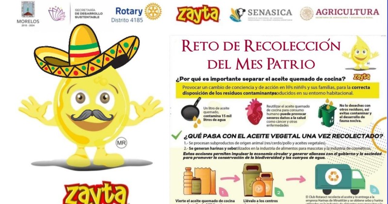 Lanzan SDS y rotarios de Cuernavaca “Reto de Recolección de Aceite Vegetal Quemado&quot; durante septiembre