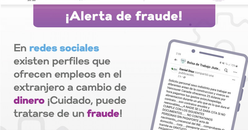 Alerta SNE Morelos a ciudadanos sobre fraudes en ofertas laborales para el extranjero