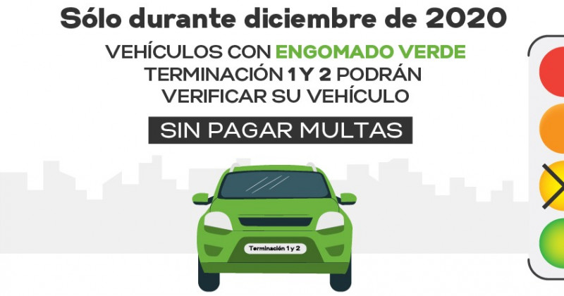 Condonan multas a vehículos con engomado verde, placas 1 y 2  