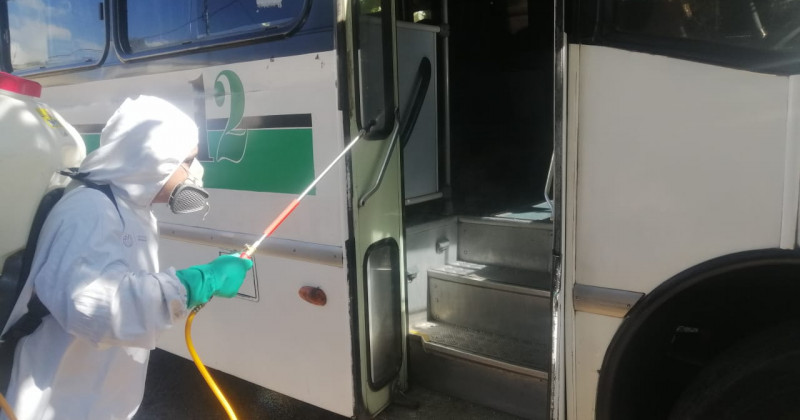 Intensifican jornadas de sanitización a unidades del transporte público