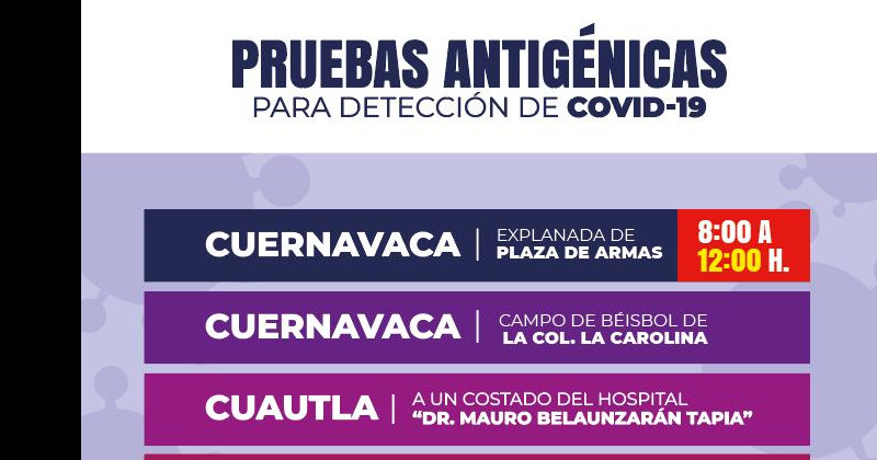 Habilita Gobierno de Morelos quinto módulo de pruebas antigénicas en Yautepec