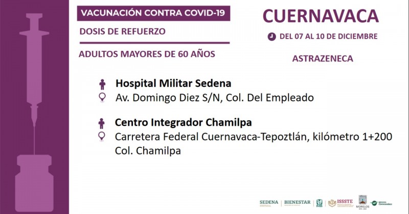 Inicia en Morelos aplicación de refuerzo de vacunación contra COVID-19 a  adultos mayores de 60 años | MORELOS