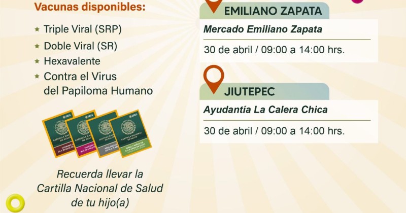 Vacunarán brigadas de SSM contra el sarampión en Emiliano Zapata, Jiutepec, Tlaltizapán y Tlaquiltenango